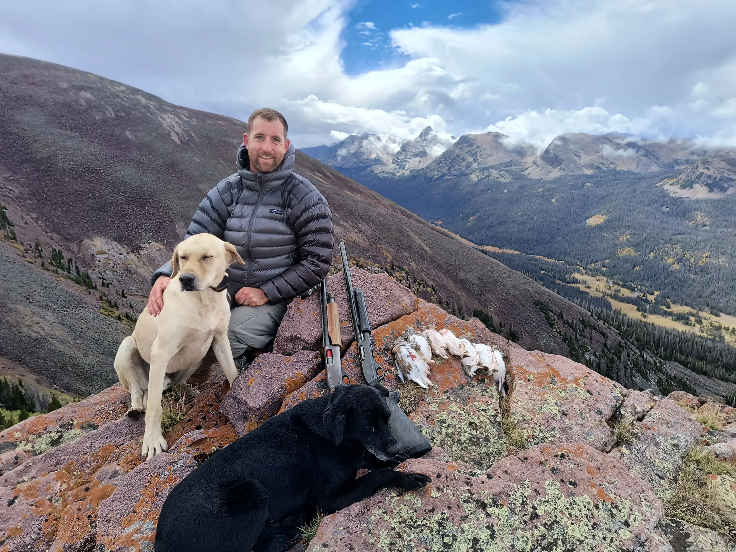 Joseph with his lab Blue and black lab Jesi after the Uintas hunt for White-tailed Ptarmigan
Courtesy & Copyright Joseph Kozlowski, Photographer